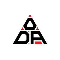 ODA triangle letter logo design with triangle shape. ODA triangle logo design monogram. ODA triangle vector logo template with red color. ODA triangular logo Simple, Elegant, and Luxurious Logo.