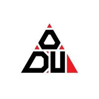 ODU triangle letter logo design with triangle shape. ODU triangle logo design monogram. ODU triangle vector logo template with red color. ODU triangular logo Simple, Elegant, and Luxurious Logo.