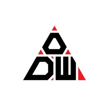 ODW triangle letter logo design with triangle shape. ODW triangle logo design monogram. ODW triangle vector logo template with red color. ODW triangular logo Simple, Elegant, and Luxurious Logo.