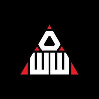 OWW triangle letter logo design with triangle shape. OWW triangle logo design monogram. OWW triangle vector logo template with red color. OWW triangular logo Simple, Elegant, and Luxurious Logo.