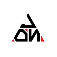 jon diseño de logotipo de letra triangular con forma de triángulo. monograma de diseño del logotipo del triángulo jon. Plantilla de logotipo de vector de triángulo jon con color rojo. jon logo triangular logo simple, elegante y lujoso.