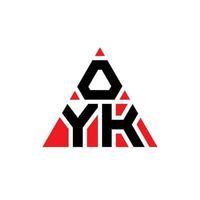 OYK triangle letter logo design with triangle shape. OYK triangle logo design monogram. OYK triangle vector logo template with red color. OYK triangular logo Simple, Elegant, and Luxurious Logo.