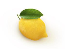 fruta fresca de limón sobre fondo blanco, limón jugoso.