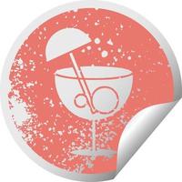 distressed circular peeling sticker symbol fancy cocktail vector