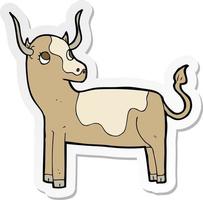 sticker of a cartoon cow vector