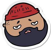 sticker of a cartoon male face with beard vector