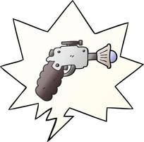 cartoon ray gun and speech bubble in smooth gradient style vector