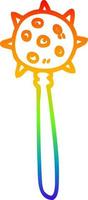 rainbow gradient line drawing cartoon medieval mace vector