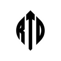 diseño de logotipo de letra de círculo rto con forma de círculo y elipse. rto elipse letras con estilo tipográfico. las tres iniciales forman un logo circular. rto círculo emblema resumen monograma letra marca vector.
