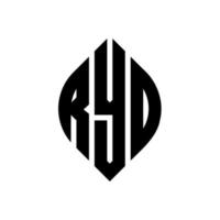 diseño de logotipo de letra circular ryd con forma de círculo y elipse. letras de elipse ryd con estilo tipográfico. las tres iniciales forman un logo circular. vector de marca de letra de monograma abstracto del emblema del círculo ryd.