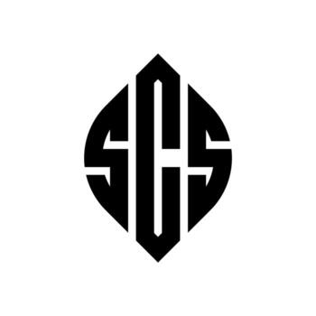 SCS circle letter logo design with circle and ellipse shape. SCS ellipse letters with typographic style. The three initials form a circle logo. SCS Circle Emblem Abstract Monogram Letter Mark Vector. vector