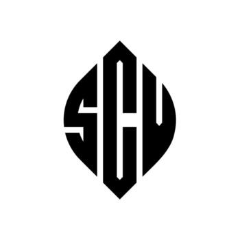 SCV circle letter logo design with circle and ellipse shape. SCV ellipse letters with typographic style. The three initials form a circle logo. SCV Circle Emblem Abstract Monogram Letter Mark Vector. vector