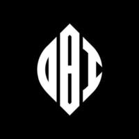OBI circle letter logo design with circle and ellipse shape. OBI ellipse letters with typographic style. The three initials form a circle logo. OBI Circle Emblem Abstract Monogram Letter Mark Vector. vector