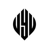diseño de logotipo de letra de círculo uyu con forma de círculo y elipse. uyu letras elipses con estilo tipográfico. las tres iniciales forman un logo circular. vector de marca de letra de monograma abstracto del emblema del círculo uyu.