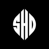 SHO circle letter logo design with circle and ellipse shape. SHO ellipse letters with typographic style. The three initials form a circle logo. SHO Circle Emblem Abstract Monogram Letter Mark Vector. vector