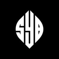 SYB circle letter logo design with circle and ellipse shape. SYB ellipse letters with typographic style. The three initials form a circle logo. SYB Circle Emblem Abstract Monogram Letter Mark Vector. vector
