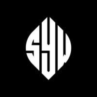 SYW circle letter logo design with circle and ellipse shape. SYW ellipse letters with typographic style. The three initials form a circle logo. SYW Circle Emblem Abstract Monogram Letter Mark Vector. vector