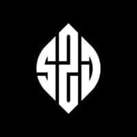 SZJ circle letter logo design with circle and ellipse shape. SZJ ellipse letters with typographic style. The three initials form a circle logo. SZJ Circle Emblem Abstract Monogram Letter Mark Vector. vector