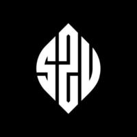 diseño de logotipo de letra de círculo szu con forma de círculo y elipse. letras elipses szu con estilo tipográfico. las tres iniciales forman un logo circular. vector de marca de letra de monograma abstracto del emblema del círculo szu.