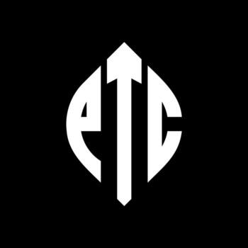 PTC circle letter logo design with circle and ellipse shape. PTC ellipse letters with typographic style. The three initials form a circle logo. PTC Circle Emblem Abstract Monogram Letter Mark Vector. vector