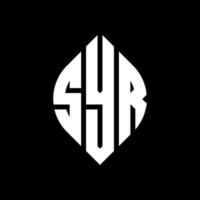SYR circle letter logo design with circle and ellipse shape. SYR ellipse letters with typographic style. The three initials form a circle logo. SYR Circle Emblem Abstract Monogram Letter Mark Vector. vector