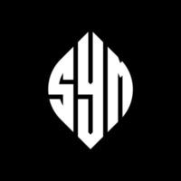 SYM circle letter logo design with circle and ellipse shape. SYM ellipse letters with typographic style. The three initials form a circle logo. SYM Circle Emblem Abstract Monogram Letter Mark Vector. vector