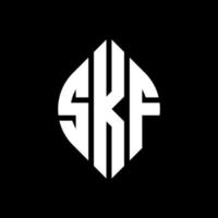 diseño de logotipo de letra circular skf con forma de círculo y elipse. letras elipses skf con estilo tipográfico. las tres iniciales forman un logo circular. vector de marca de letra de monograma abstracto del emblema del círculo skf.