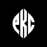 PKC circle letter logo design with circle and ellipse shape. PKC ellipse letters with typographic style. The three initials form a circle logo. PKC Circle Emblem Abstract Monogram Letter Mark Vector. vector