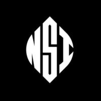 NSI circle letter logo design with circle and ellipse shape. NSI ellipse letters with typographic style. The three initials form a circle logo. NSI Circle Emblem Abstract Monogram Letter Mark Vector. vector