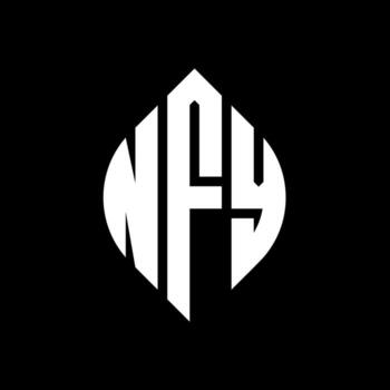 NFY circle letter logo design with circle and ellipse shape. NFY ellipse letters with typographic style. The three initials form a circle logo. NFY Circle Emblem Abstract Monogram Letter Mark Vector. vector
