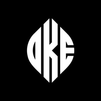 OKE circle letter logo design with circle and ellipse shape. OKE ellipse letters with typographic style. The three initials form a circle logo. OKE Circle Emblem Abstract Monogram Letter Mark Vector. vector