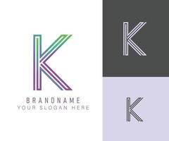 letra del alfabeto del logotipo del monograma k con color neón, adecuado para logotipos, títulos y encabezados vector