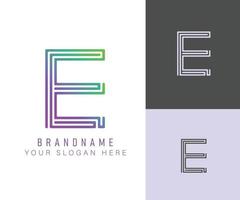 letra del alfabeto del logotipo del monograma e con color neón, adecuado para logotipos, títulos y encabezados vector