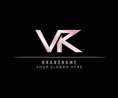 Initial Letter VK rose gold logo template. vector