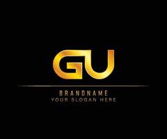 GU Letter gold logo template. Initial letter Luxury logo template. vector