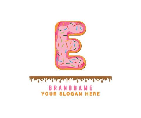 The pink pastel donut bread alphabet with the letter E is suitable for logos, titles and headers