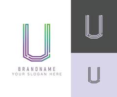 letra del alfabeto del logotipo del monograma u con color neón, adecuado para logotipos, títulos y encabezados vector