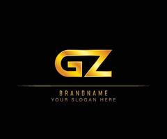 GZ Letter gold logo template. Initial letter Luxury logo template. vector