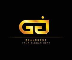 G J Letter gold logo template. Initial letter Luxury logo template. vector