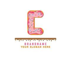 The pink pastel donut bread alphabet with the letter C is suitable for logos, titles and headers vector