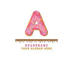The pink pastel donut bread alphabet with the letter A is suitable for logos, titles and headers vector