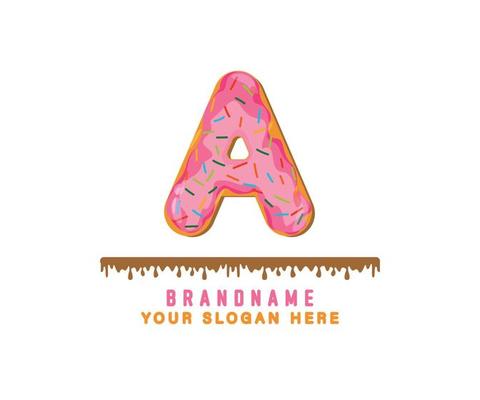 The pink pastel donut bread alphabet with the letter A is suitable for logos, titles and headers