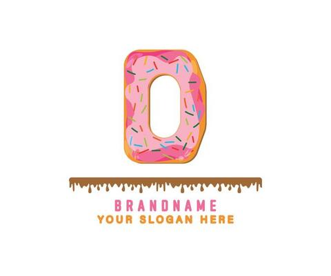 The pink pastel donut bread alphabet with the letter D is suitable for logos, titles and headers