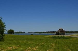 Gazebo Located on Spectacle Island in Boston, Massachusetts photo
