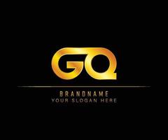 GQ Letter gold logo template. Initial letter Luxury logo template. vector