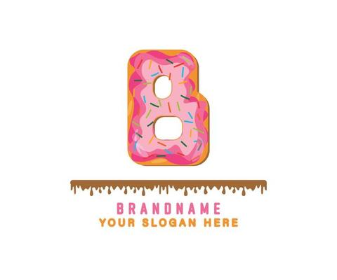 The pink pastel donut bread alphabet with the letter B is suitable for logos, titles and headers