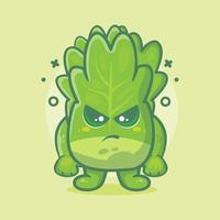 serious lettuce vegetable character mascot with angry expression isolated cartoon in flat style design vector