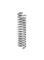 Silver color coil spring isolated over white background. 3D render photo