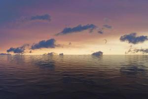 hermoso telón de fondo con puesta de sol pastel sobre el mar foto