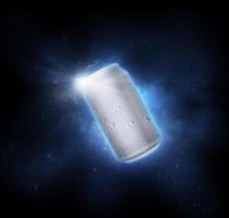 aluminum cans with water droplets. the drink quench thirst concept photo